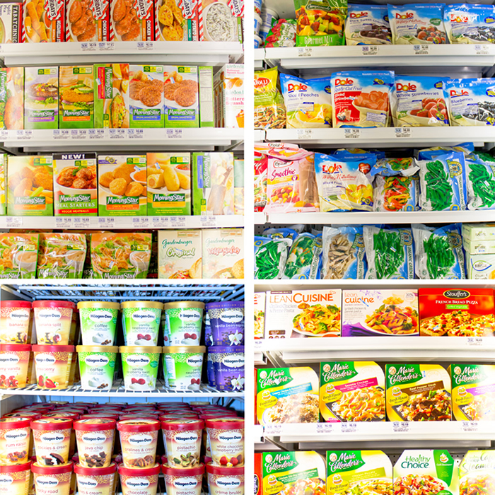 picture of frozen foods in freezer